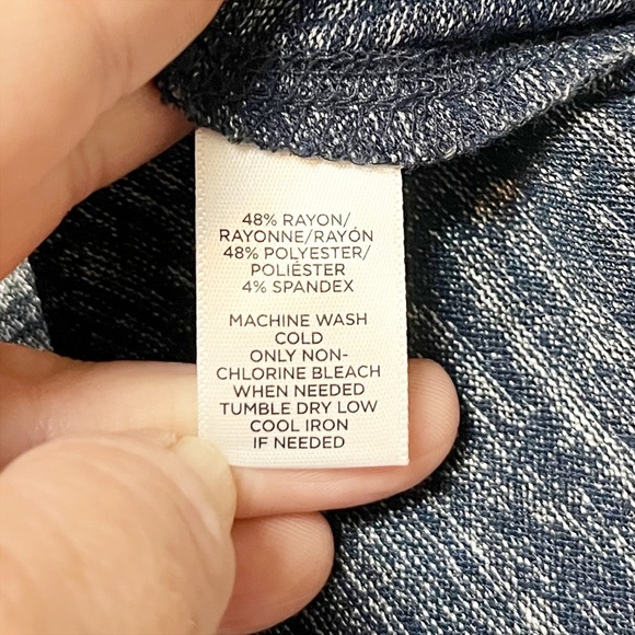 Lou & Grey Stretch Jersey Knit Long Sleeve T-shirt Large navy blue tee top - Picture 8 of 11